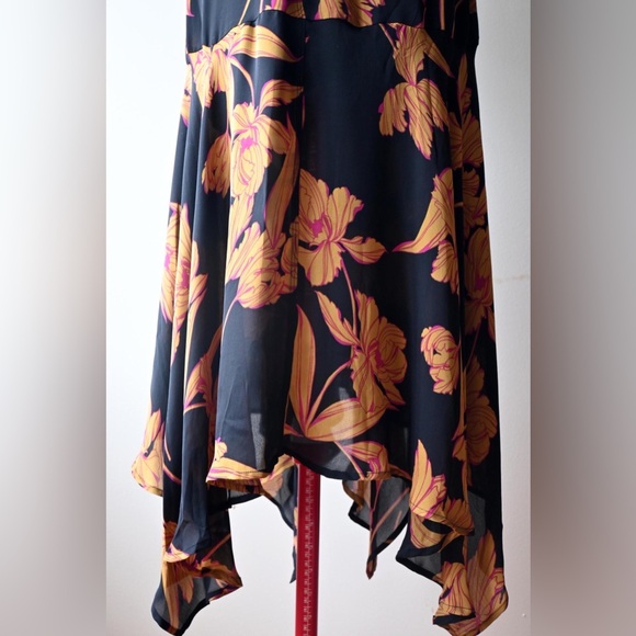 [SOLD] A.L.C Avi Dress Black Ochre Iris Print 100% Silk 1930's Revival Wrap - Picture 16 of 16